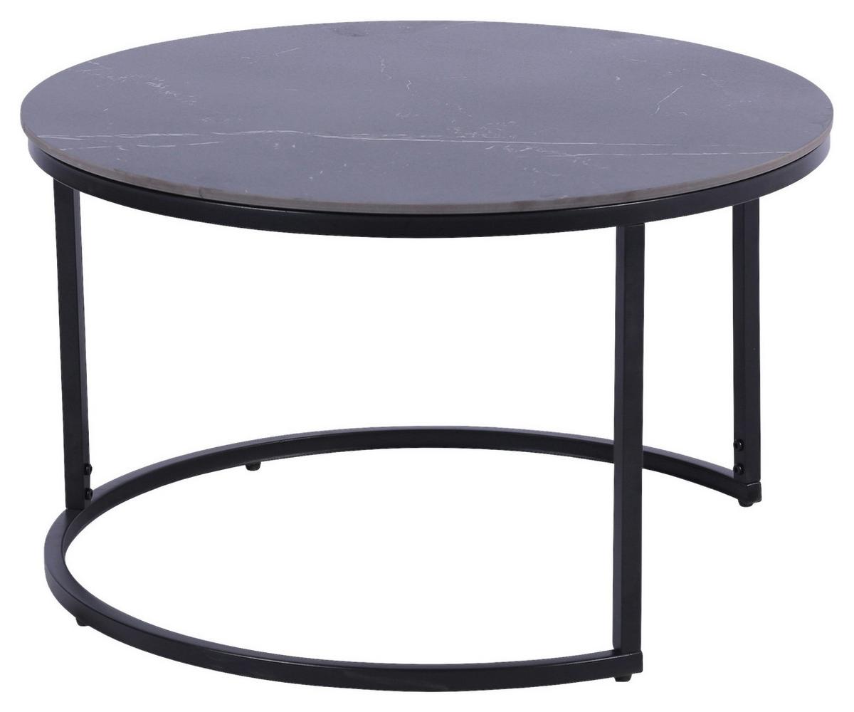 Couchtisch Seoul Keramik Schwarz, B: 75cm - Schwarz, MODERN, Keramik/Metall (75/45/75cm)