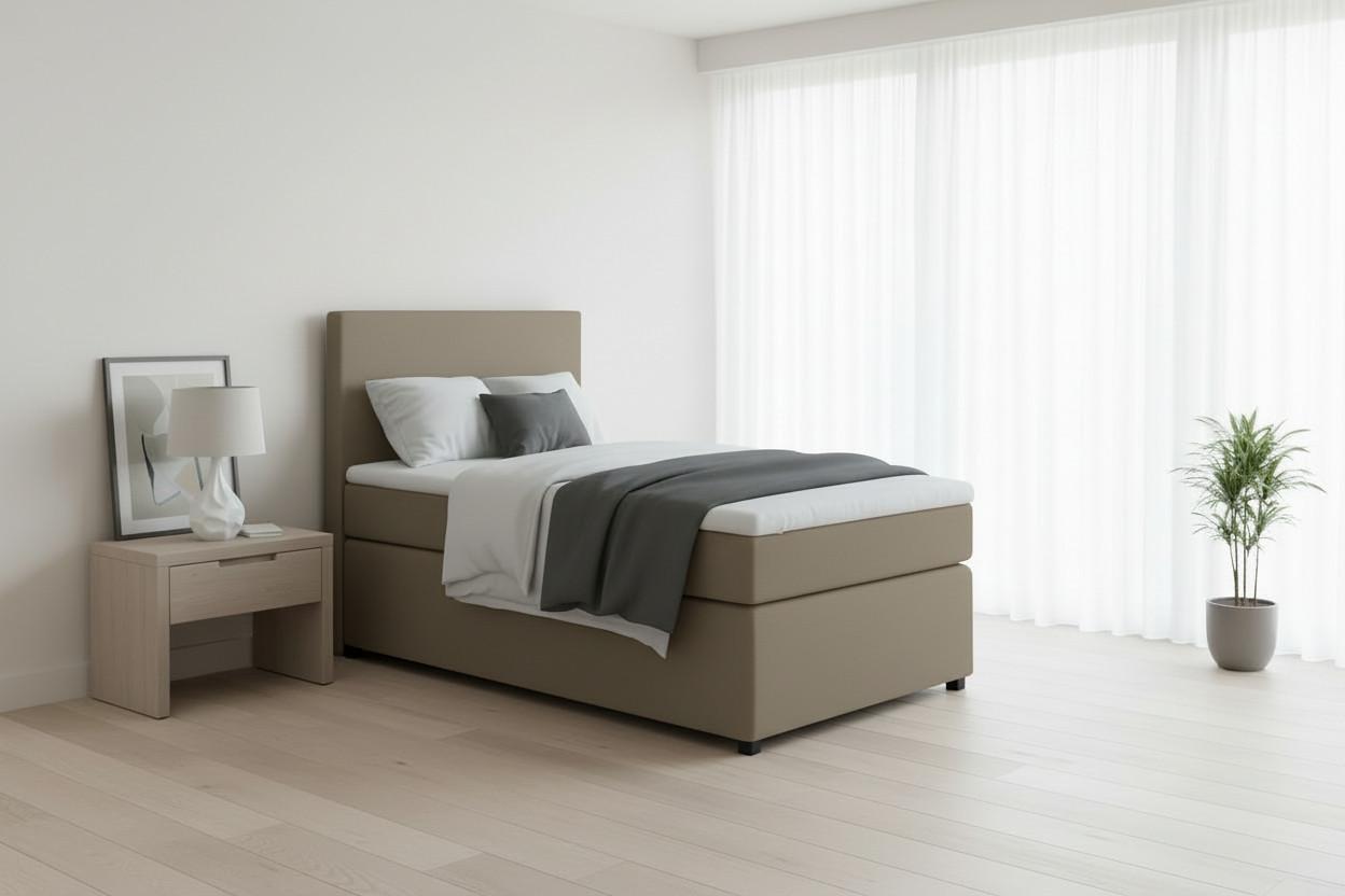 Boxspringbett 90x200 Sandfarben - Sandfarben/Schwarz, MODERN, Holzwerkstoff/Textil (90/200cm) - MID.YOU