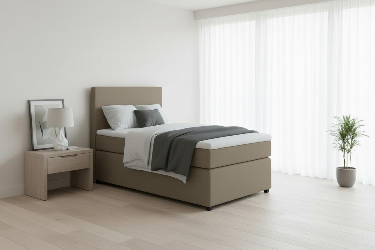 Boxspringbett 90x200 Sandfarben - Sandfarben/Schwarz, MODERN, Holzwerkstoff/Textil (90/200cm) - MID.YOU