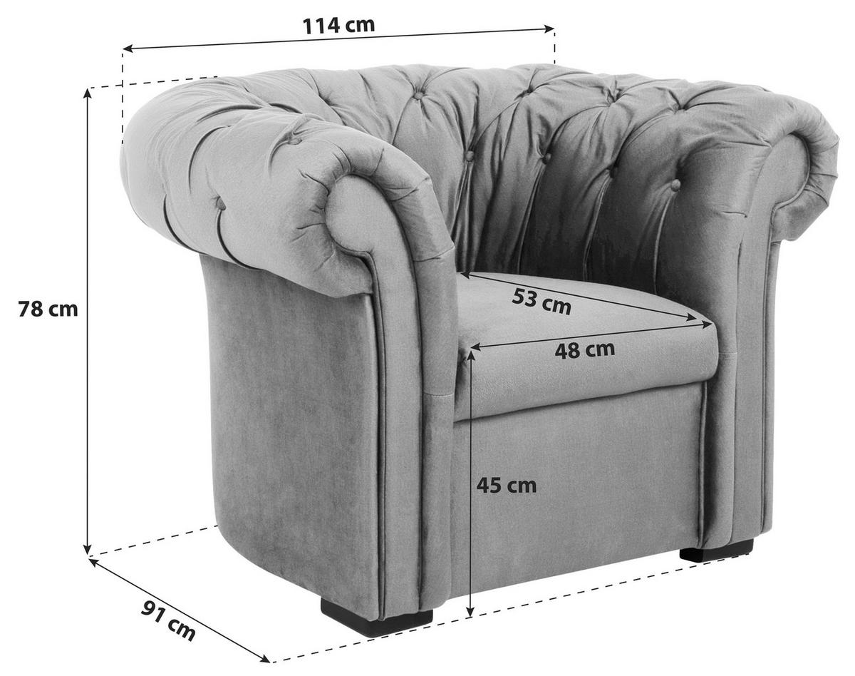Chesterfield-Sessel Cupido - Rostfarben/Schwarz, Design, Textil (114/78/91cm) - MID.YOU