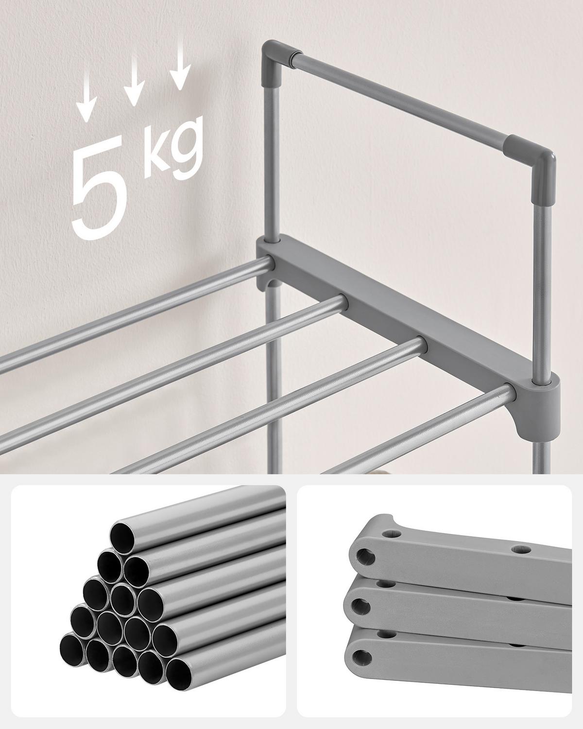 Regál na boty šedý - šedá, Trend, kov/plast (45/174/30cm) - Boxxx