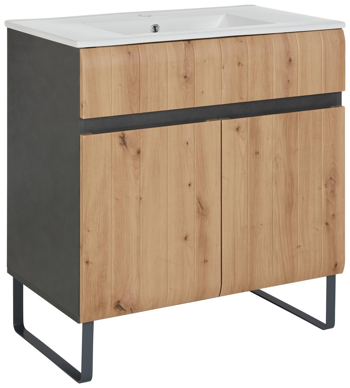 SKŘÍŇKA S UMYVADLEM LYNN -EXKLUSIV- - Moderní, kompozitní dřevo (80/69/48cm) - Premium Living