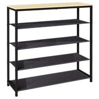 Schuhregal Taliro Schwarz Honig Dekor - Honigeiche/Schwarz, Design, Holzwerkstoff/Metall (90/87/30cm) - MID.YOU