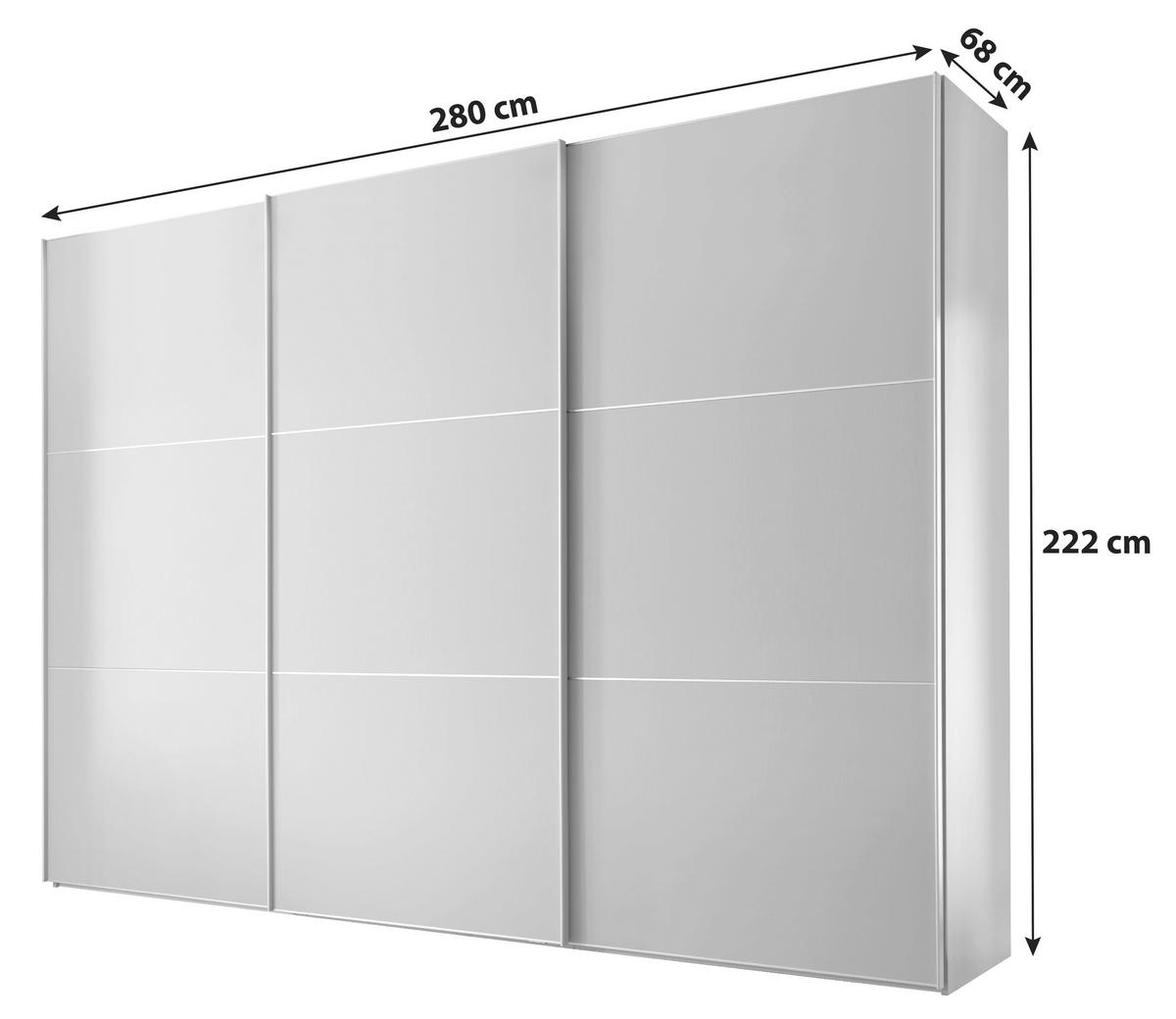 Schwebetürenschrank B: 280cm Includo, Grau - Grau, MODERN (280/222/68cm) - MID.YOU