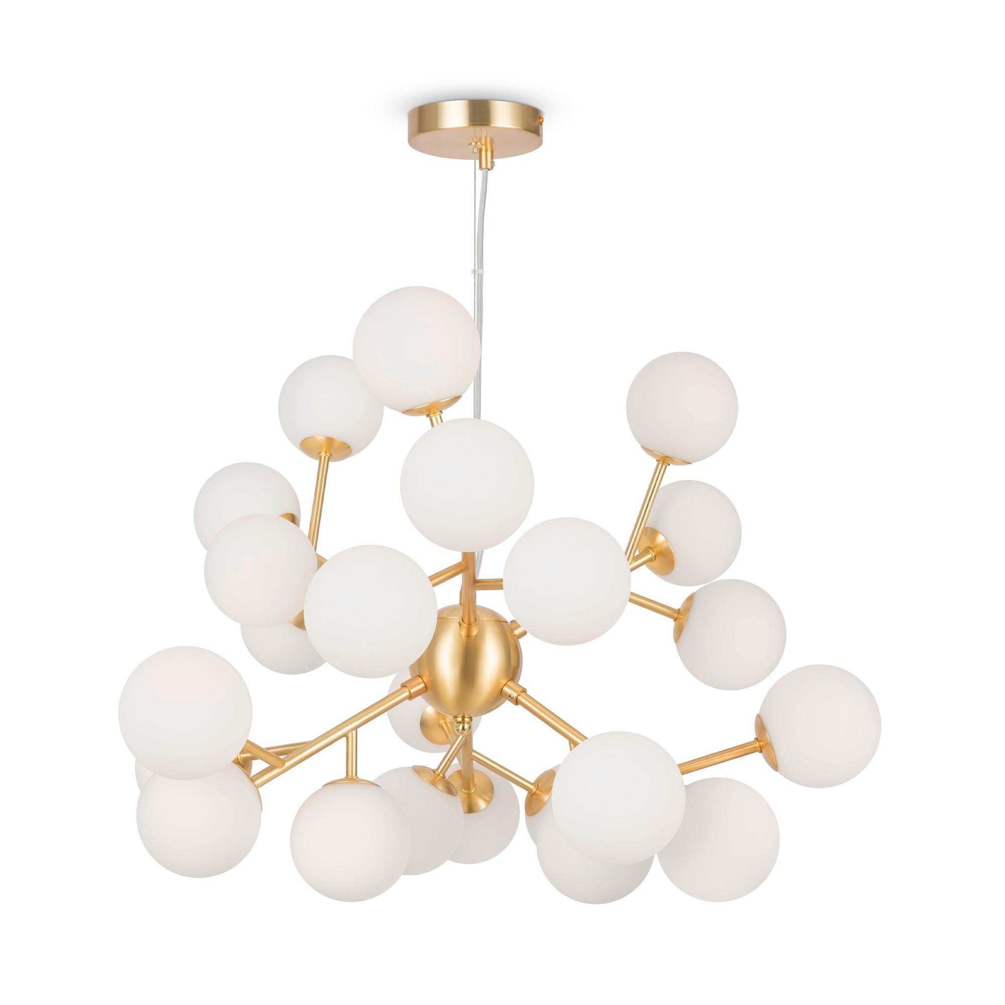 Pendelleuchte Dallas - Goldfarben/Weiß, Trend, Glas/Metall (65/40cm) - MAYTONI