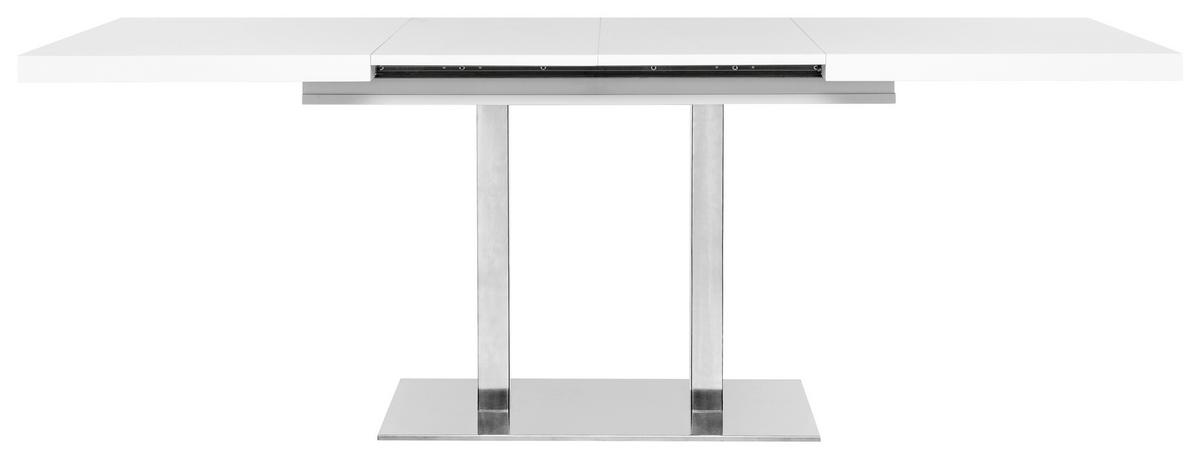 Esstisch Ausziehbar Quadrato Lxb: 120x80 Cm Weiß - Edelstahlfarben/Weiß, KONVENTIONELL, Holzwerkstoff/Metall (120/80/74cm) - MID.YOU
