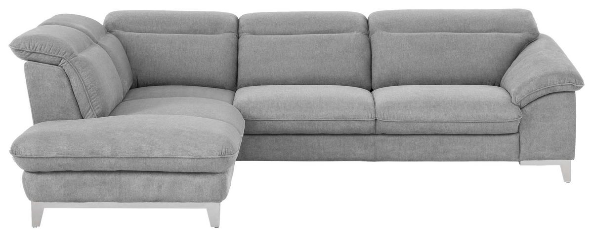 Ecksofa Mit Schlaffunktion Teresa Hellgrau - Chromfarben/Hellgrau, Design, Textil (232/293cm) - Livetastic
