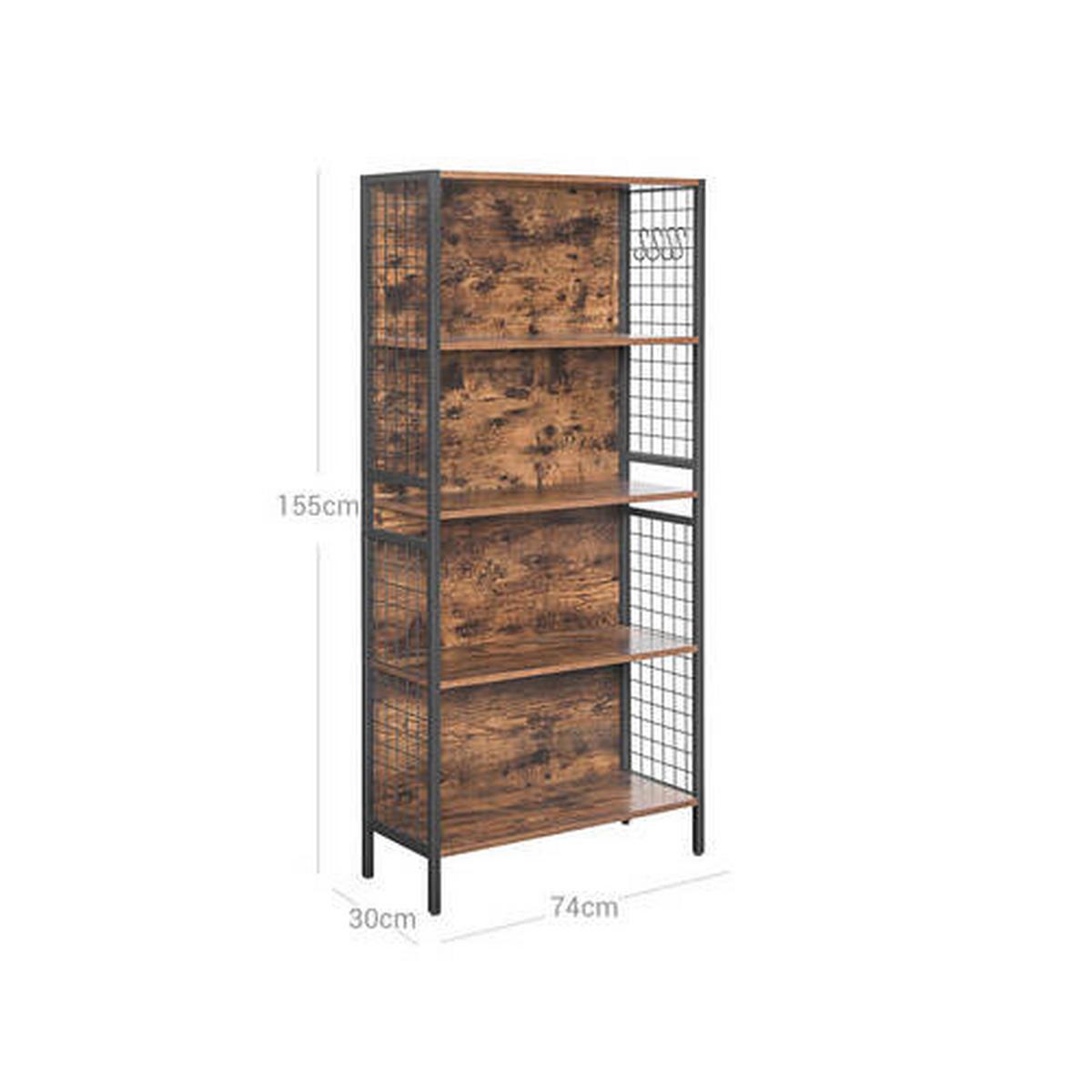 Nástenná knižnica IRON - hnedá/čierna, Basics, kov/kompozitné drevo (74/154,5/30cm) - Boxxx