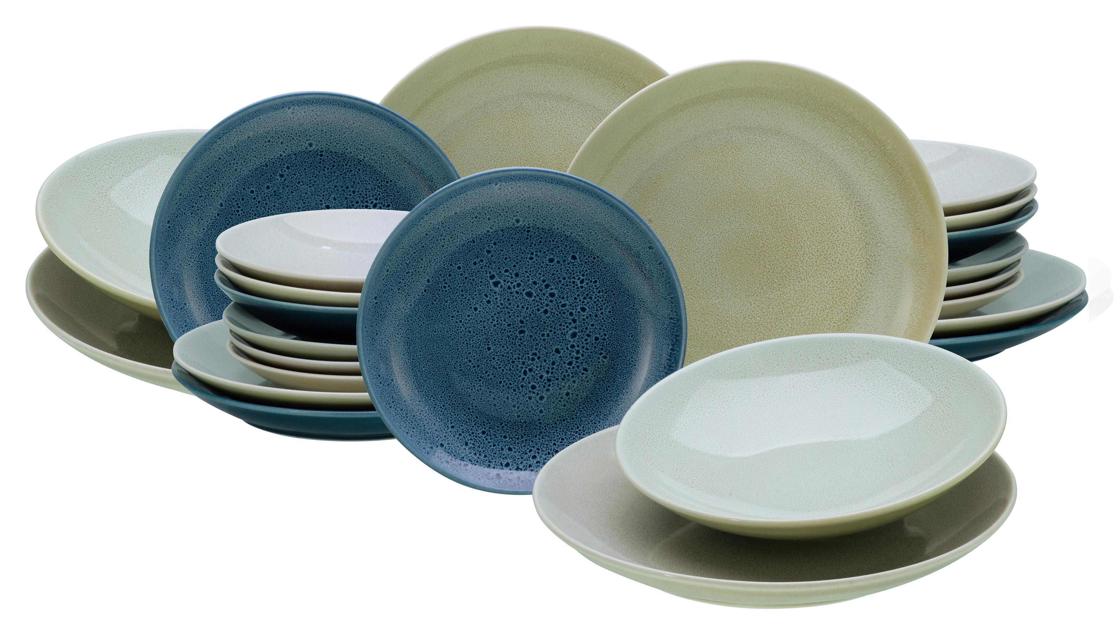 JÍDELNÍ SOUPRAVA 19787 REACTIVE NORDIC - zelená/světle žlutá, Basics, keramika - Creatable