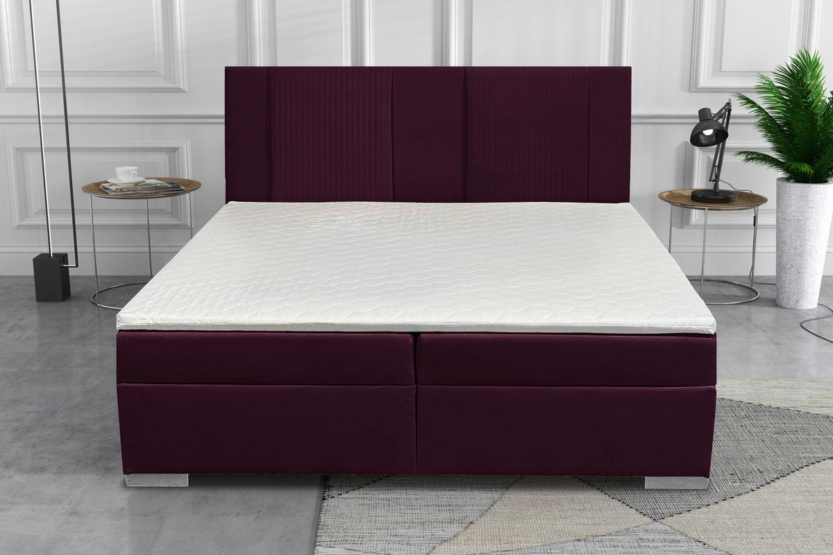 Boxbett Mit Bettkasten 180x200 Cm Dolly - Bordeaux/Silberfarben, Basics, Holzwerkstoff/Textil (180/200cm) - Livetastic