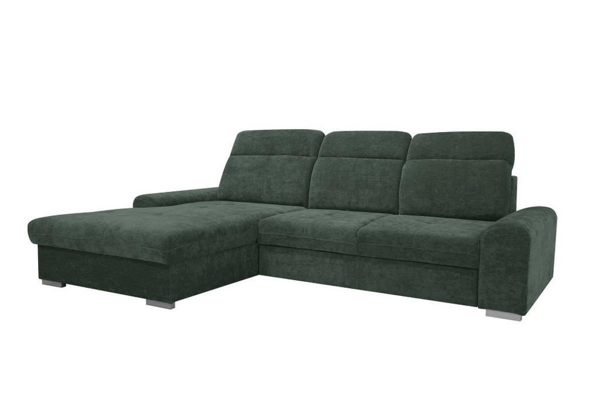 Rohová sedačka MALAGA, ľavá, lesná zelená ženilka - lesná zelená/chrómová, Konventionell, kov/drevo (203/286cm) - Ondega