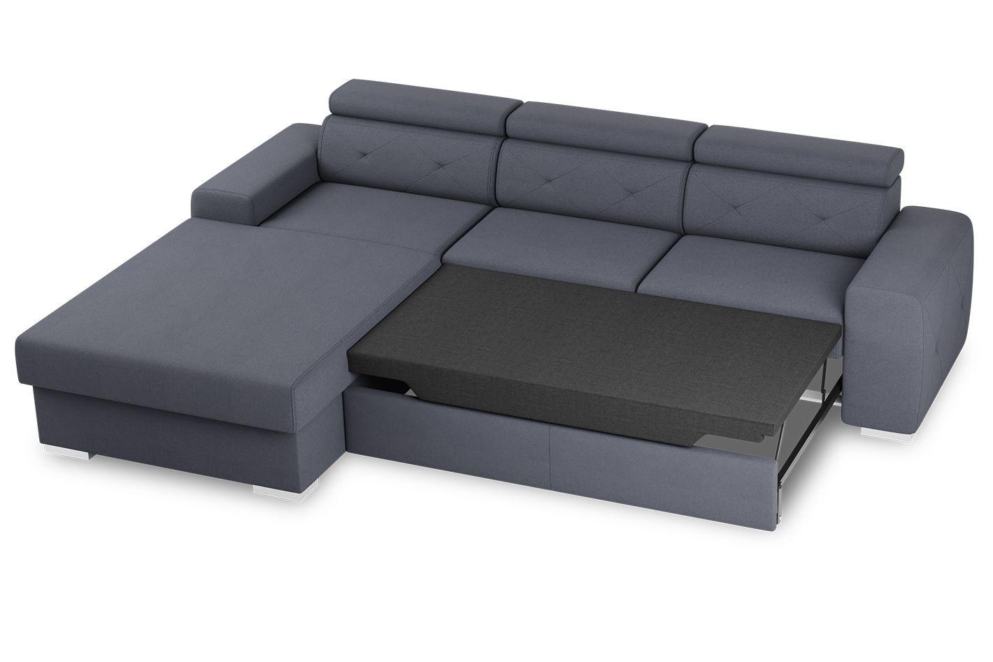 Ecksofa mit Schlaffunktion Madison Blau/Grau 195x296 cm - Blau/Silberfarben, Design, Textil (195/296cm) - MID.YOU