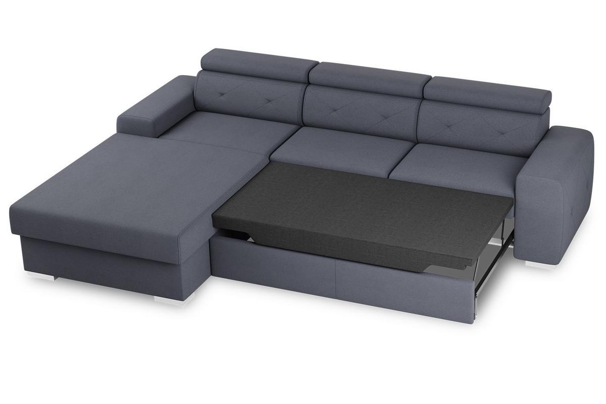 Ecksofa mit Schlaffunktion Madison Blau/Grau 195x296 cm - Blau/Silberfarben, Design, Textil (195/296cm) - MID.YOU