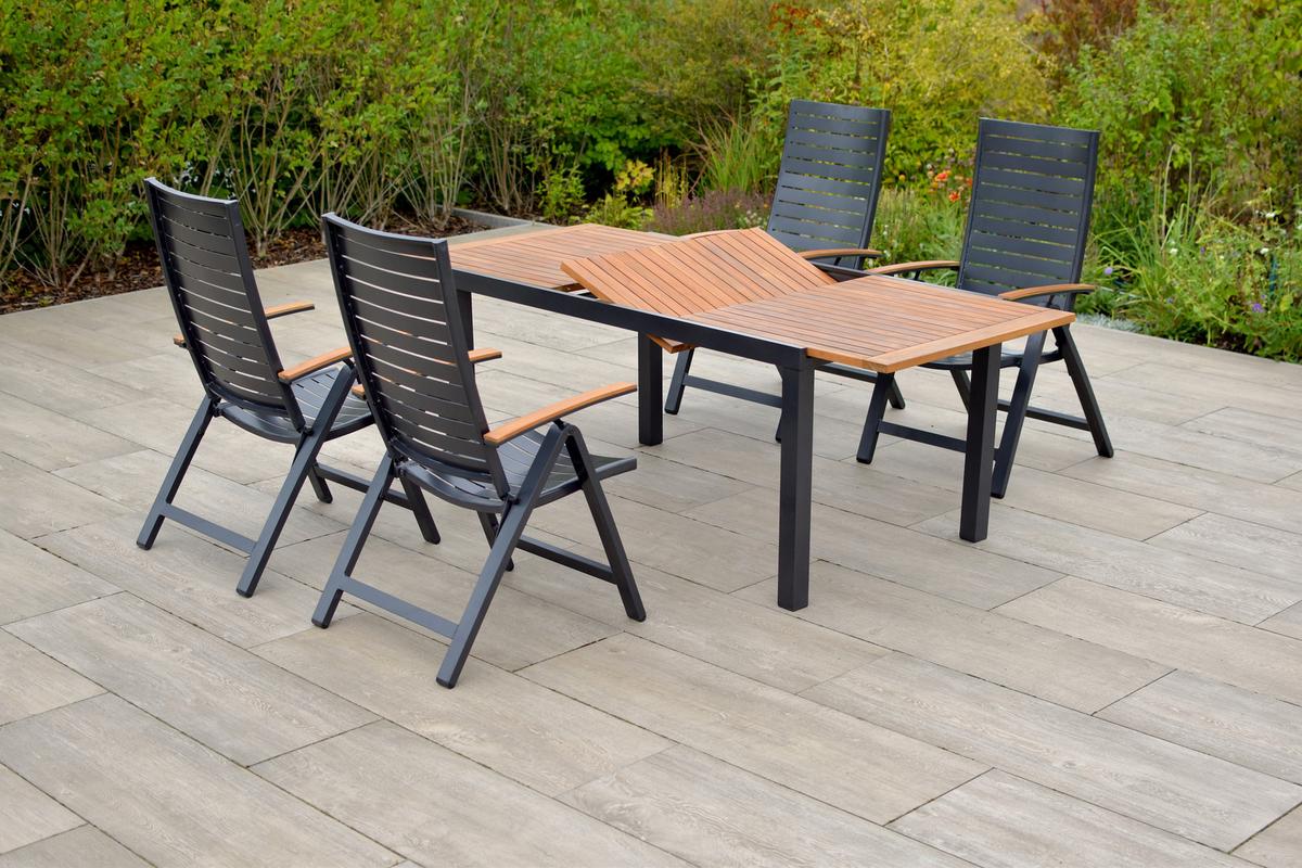 Gartenmöbel Set 5-Tlg Astros Aus Akazienholz/Metall - Graphitfarben/Naturfarben, MODERN, Holz/Metall - Gardenson