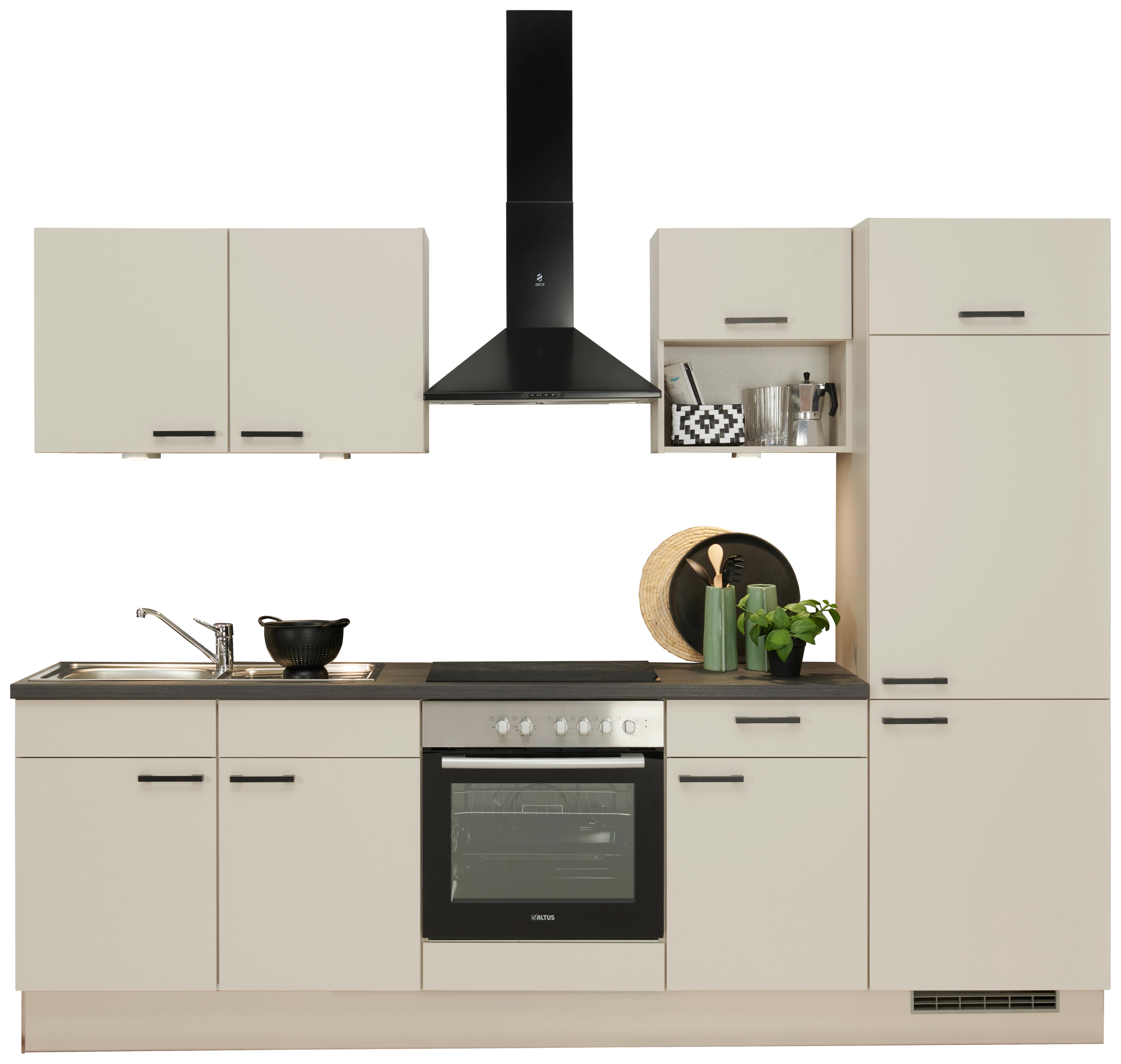 Kuchynský blok PN80 vr.4 spotrebičov a drez - čierna/kašmírová, Modern, kompozitné drevo/plast (270cm) - Pino