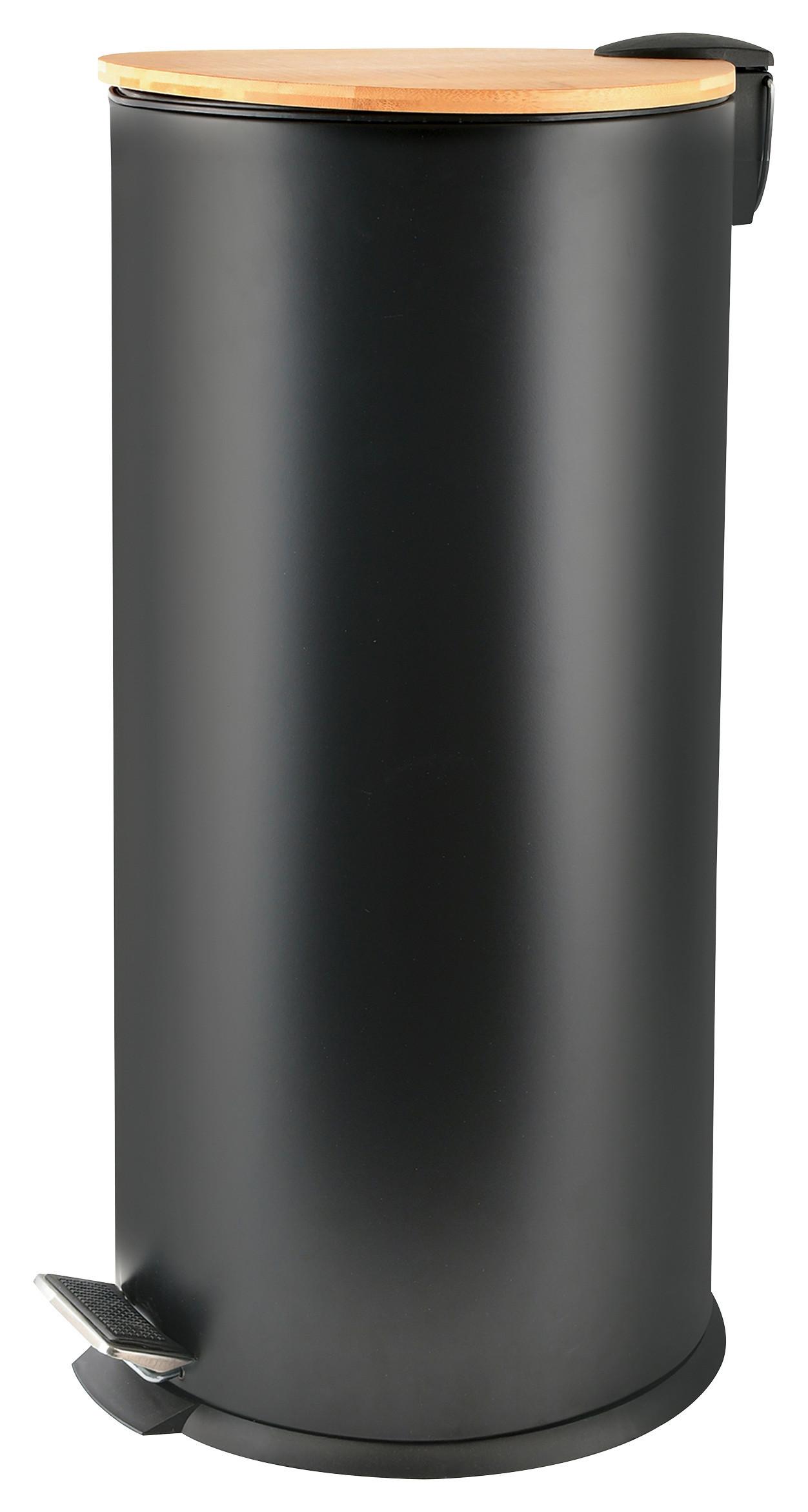 Abfalleimer Stahl Schwarz, 30l Inkl.deckel - Schwarz, Basics, Metall (29,5/63/29,5cm) - Spirella