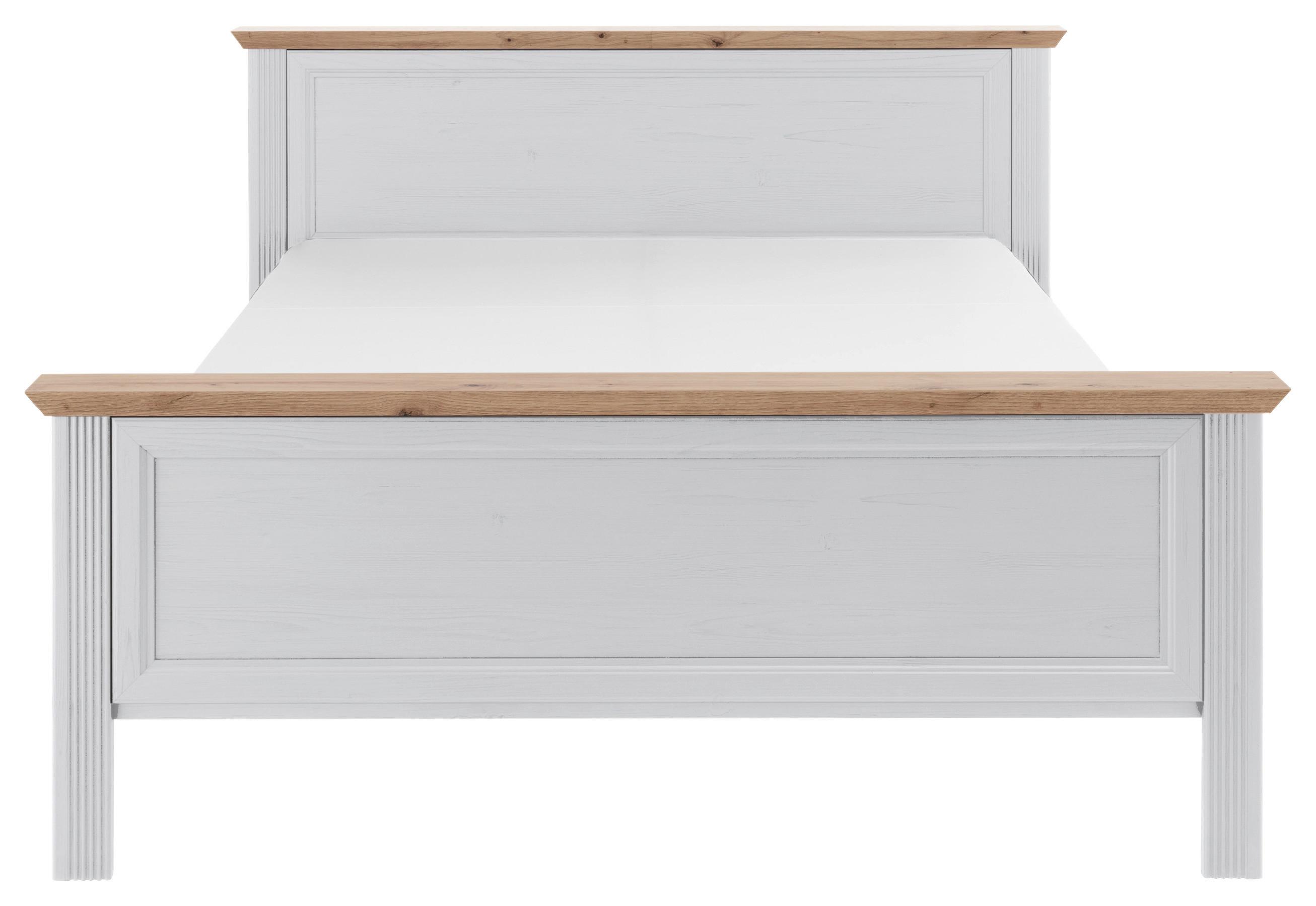 Doppelbett Landhaus-Stil 160x200 Jasmin II Weiß/Eiche - Schwarz/Weiß, LIFESTYLE, Holzwerkstoff (160/200cm)