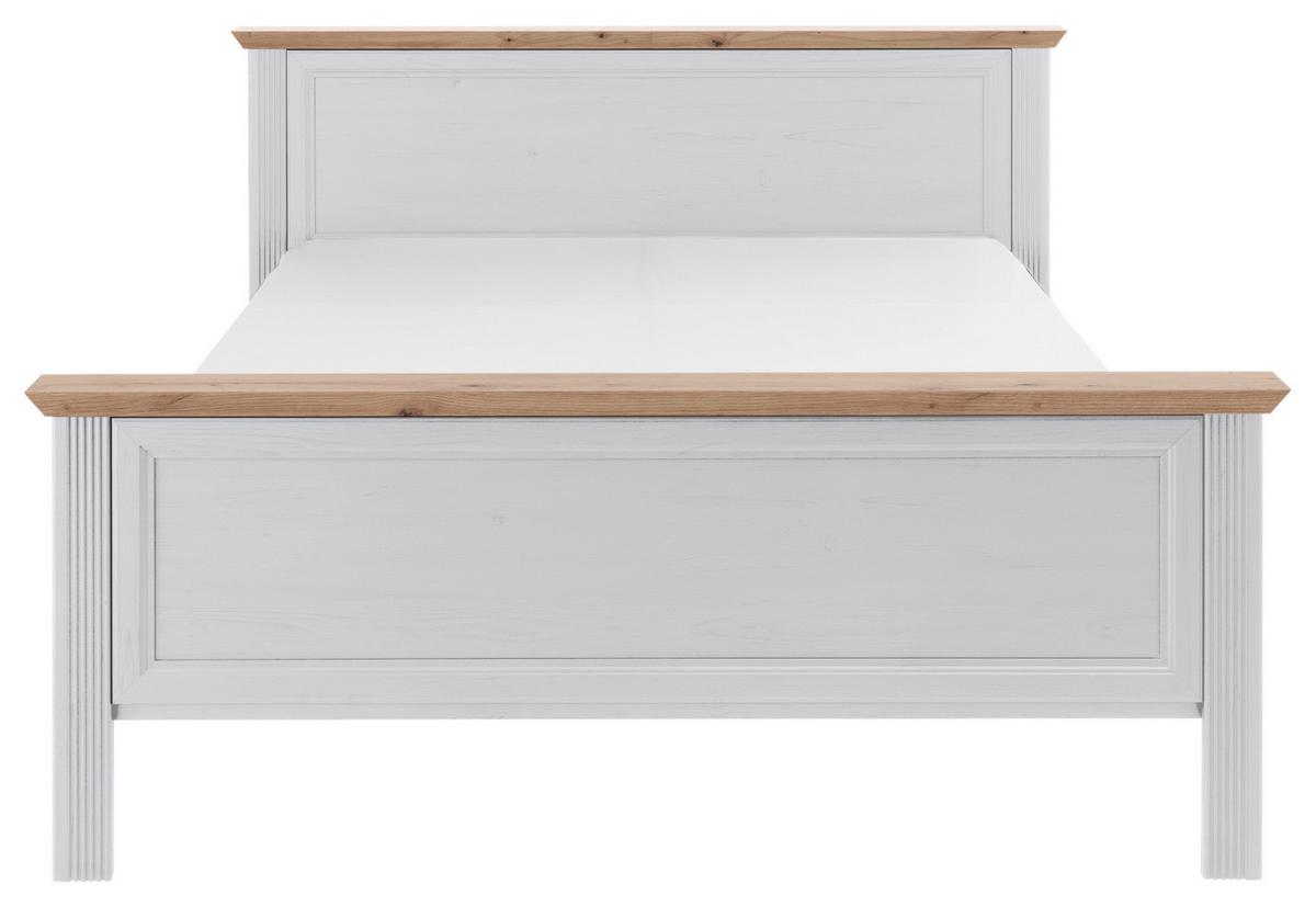 Doppelbett Landhaus-Stil 160x200 Jasmin II Weiß/Eiche - Schwarz/Weiß, LIFESTYLE, Holzwerkstoff (160/200cm)