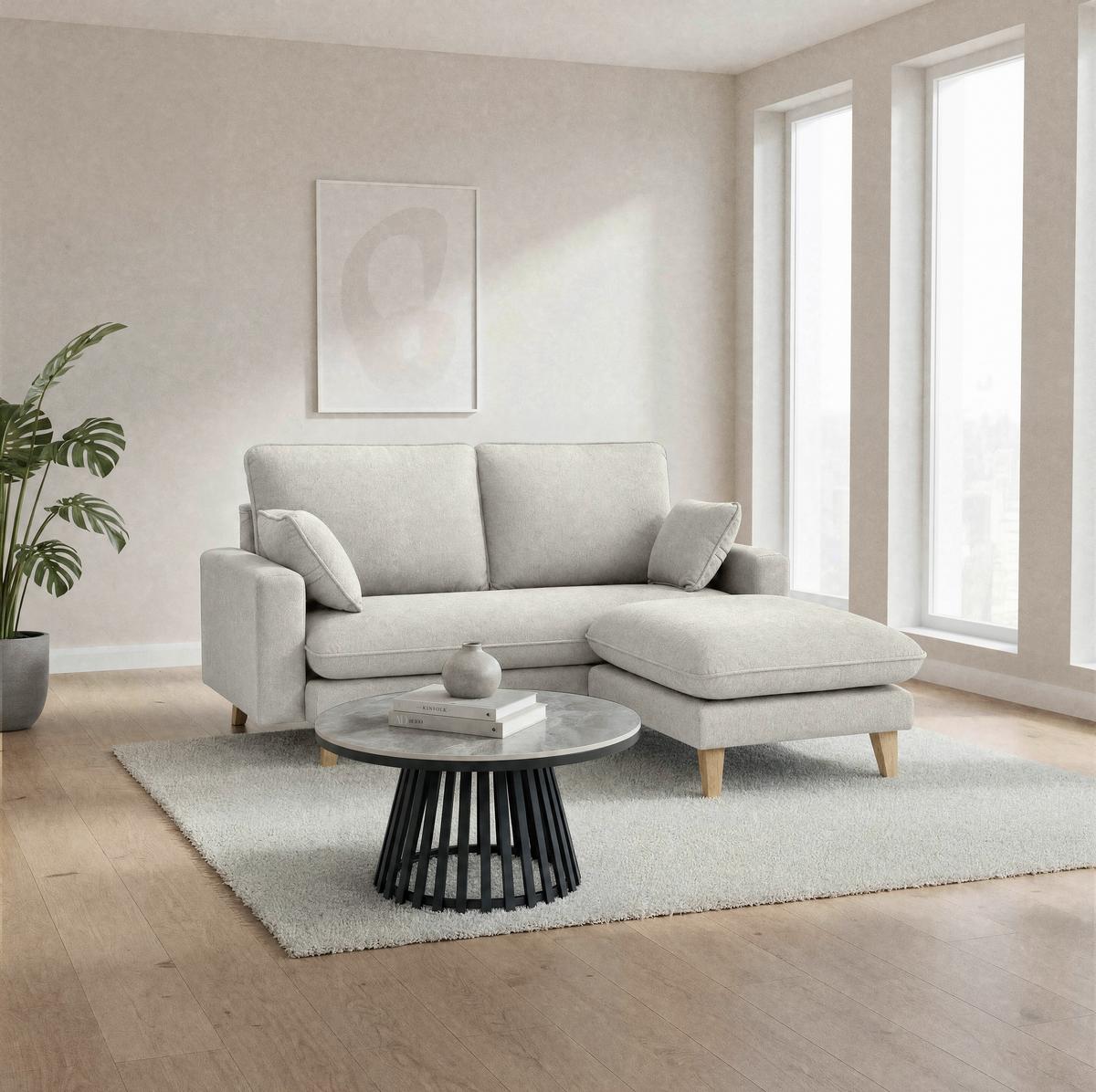 Sedacia súprava ILLA, svetlosivá - svetlosivá, Modern, drevo/textil (154/84/86cm) - Bessagi Home