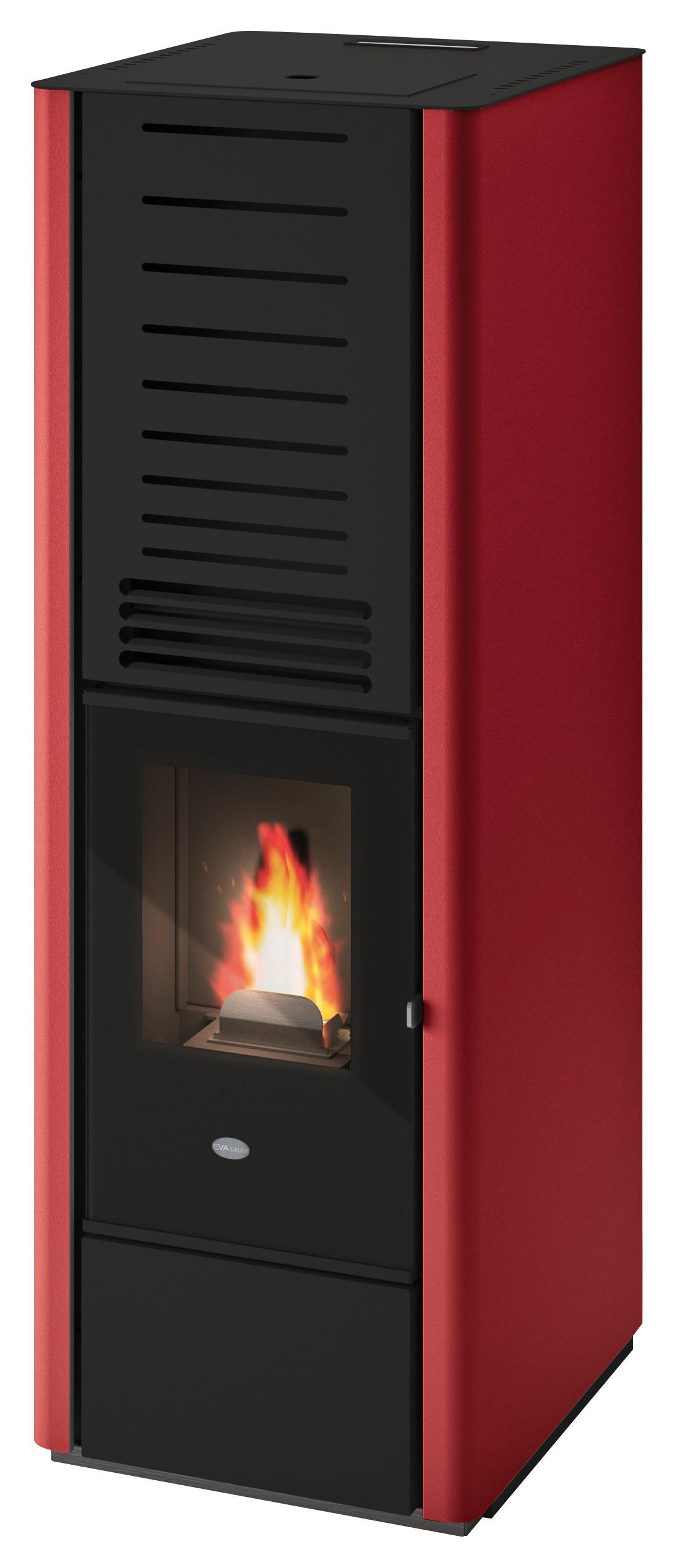 Pelletofen Karen Rot Metall 8 Kw - Rot, Basics, Metall (44/51,4/125,8cm)