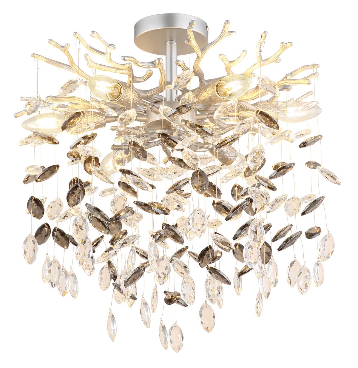 DECKENLEUCHTE Grau, Silbefarben, ca. 50x54cm - Klar/Silberfarben, Design, Glas/Metall (50/54cm) - Globo