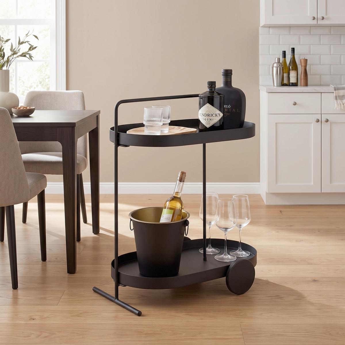 SERVÍROVACÍ VOZÍK FLAVIO -TREND- - černá, Moderní, kov (59l) - Mömax