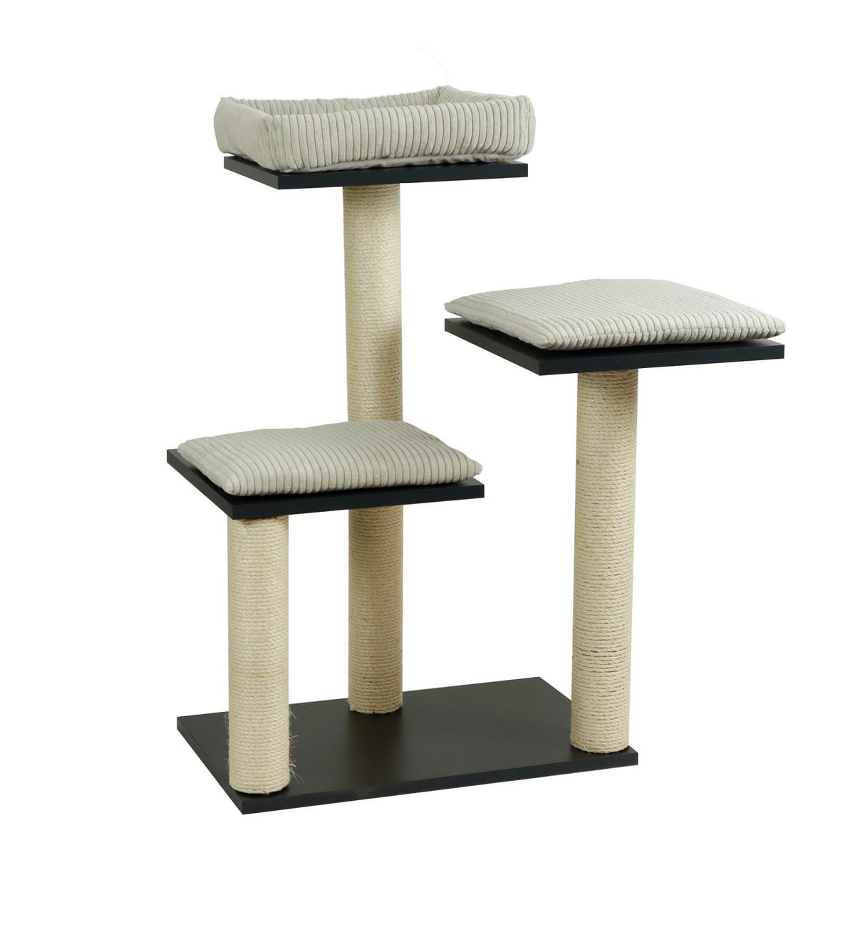 Kratzbaum Modern Beige Bezug Abnehmbar, B: 54 Cm - Beige, Basics, Holzwerkstoff/Textil (76/54/93cm)