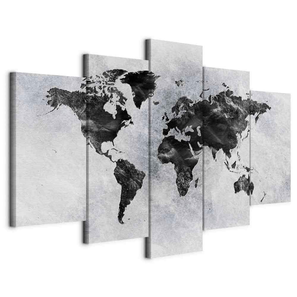 Obraz na plátne CONCRETE WORLD 5TLG. - sivá/tmavosivá, Basics, kompozitné drevo/textil (100/50/1,2cm) - artgeist