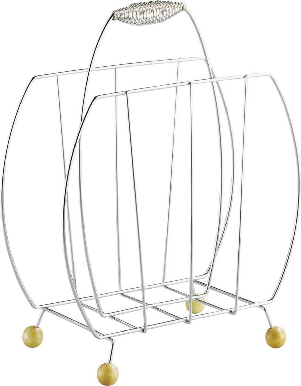 Zeitungsständer Darnie Spring Metall B: 35 cm mit Tragegriff - Chromfarben/Buchefarben, KONVENTIONELL, Holz/Metall (35/44,5/20cm) - Boxxx