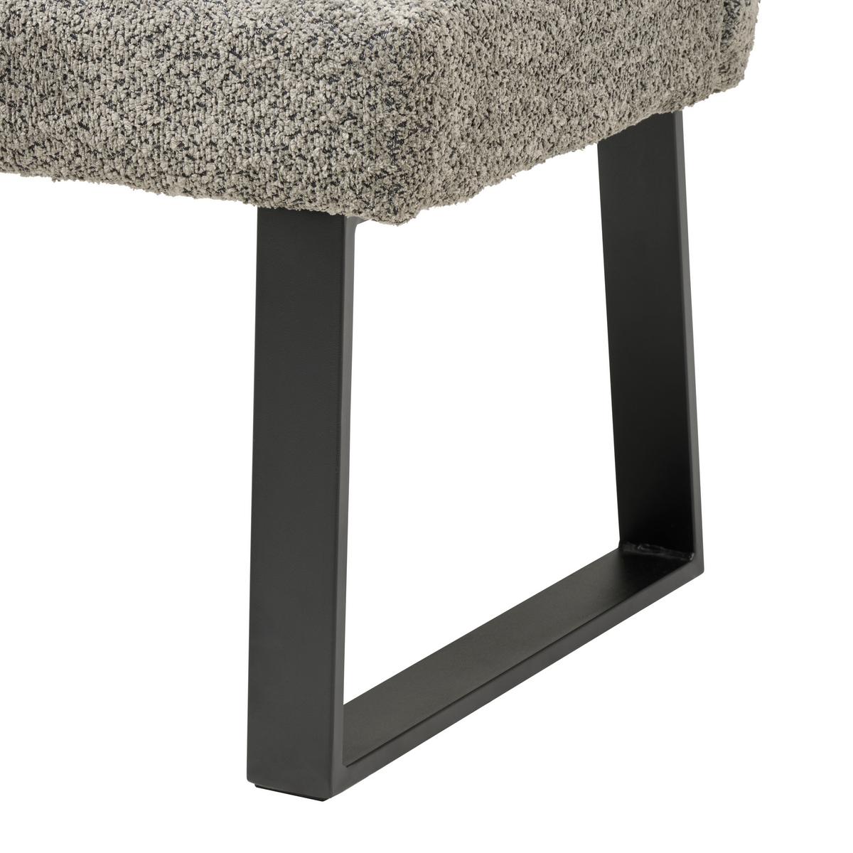 Sitzbank Kea Mit Lehne Grau, B: 140 Cm - Schwarz/Grau, KONVENTIONELL, Textil/Metall (140/83/61cm) - MID.YOU