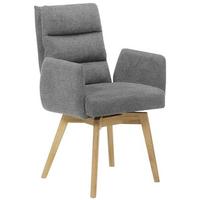 Armlehnstuhl Kampala Anthrazit Gepolstert - Eichefarben/Dunkelgrau, Basics, Holz/Textil (60/92/65cm) - MID.YOU