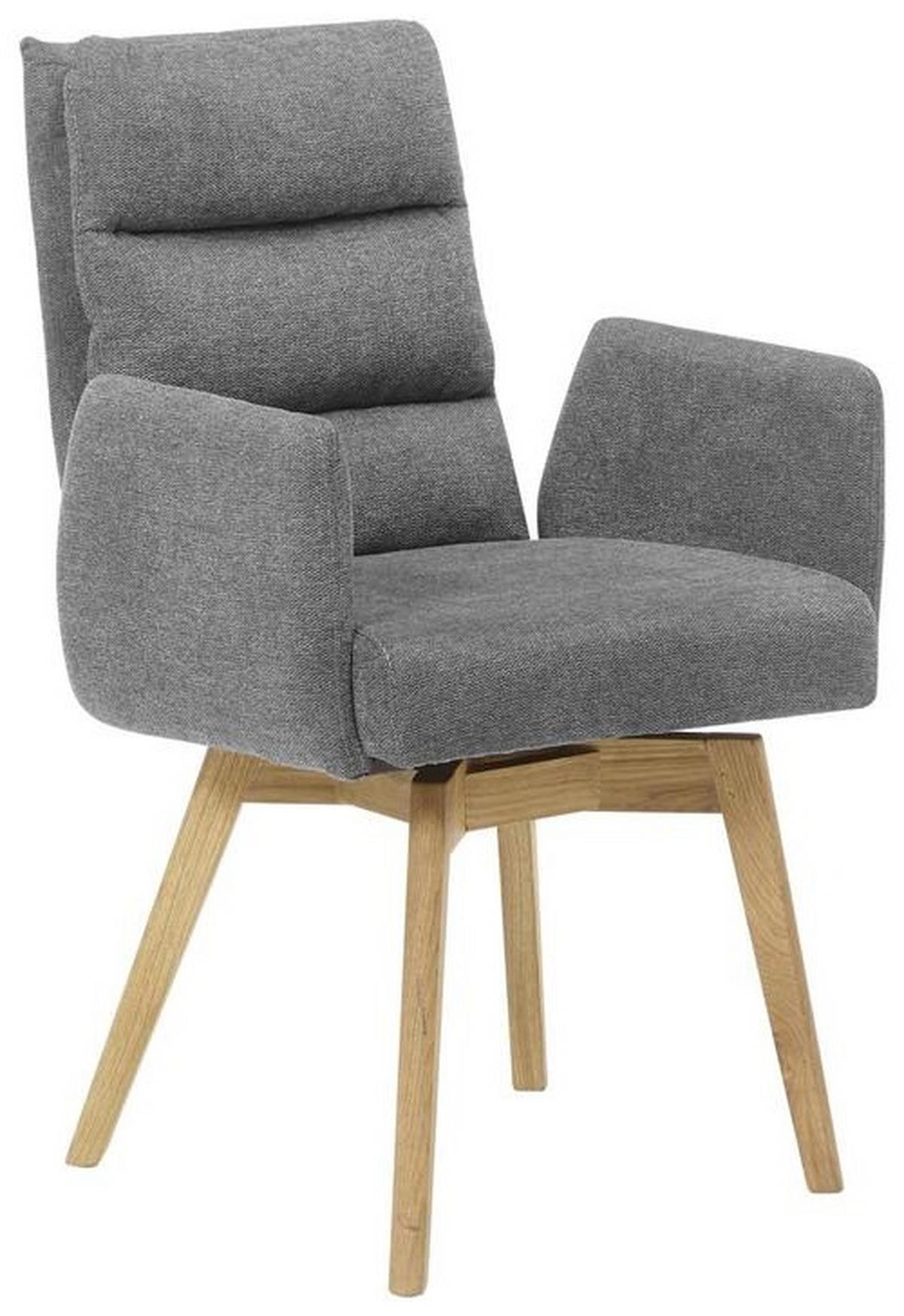 Armlehnstuhl Kampala Anthrazit Gepolstert - Eichefarben/Dunkelgrau, Basics, Holz/Textil (60/92/65cm) - MID.YOU