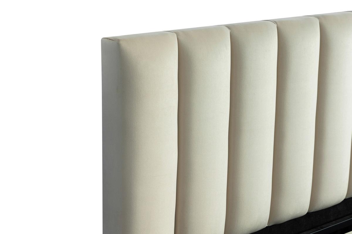 Polsterbett Damast Beige B: 195 Cm - Beige/Schwarz, Design, Holzwerkstoff/Textil (195/110/223cm) - Livetastic