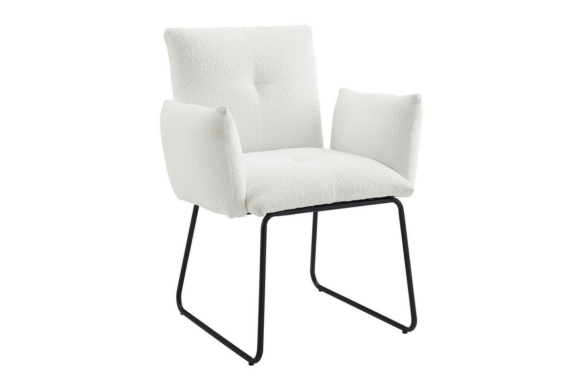 Armlehnstuhl Weiß B: 73,5 Cm - Schwarz/Weiß, MODERN, Textil/Metall (73,5/87/64,5cm) - Livetastic