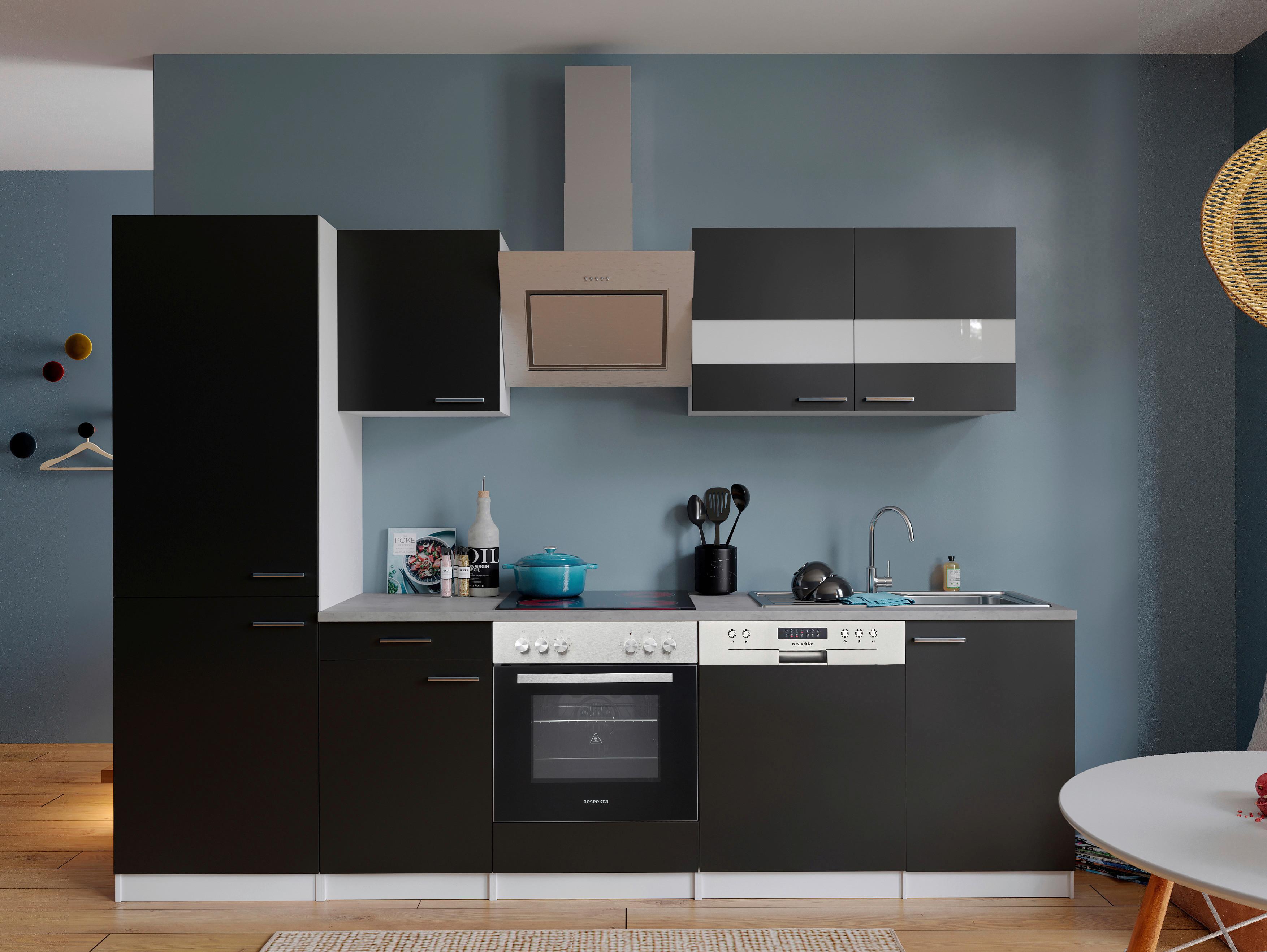 Küchenblock Malia Küchenblock 280 Cm - Schwarz/Graphitfarben, Basics, Holzwerkstoff (280cm) - Respekta