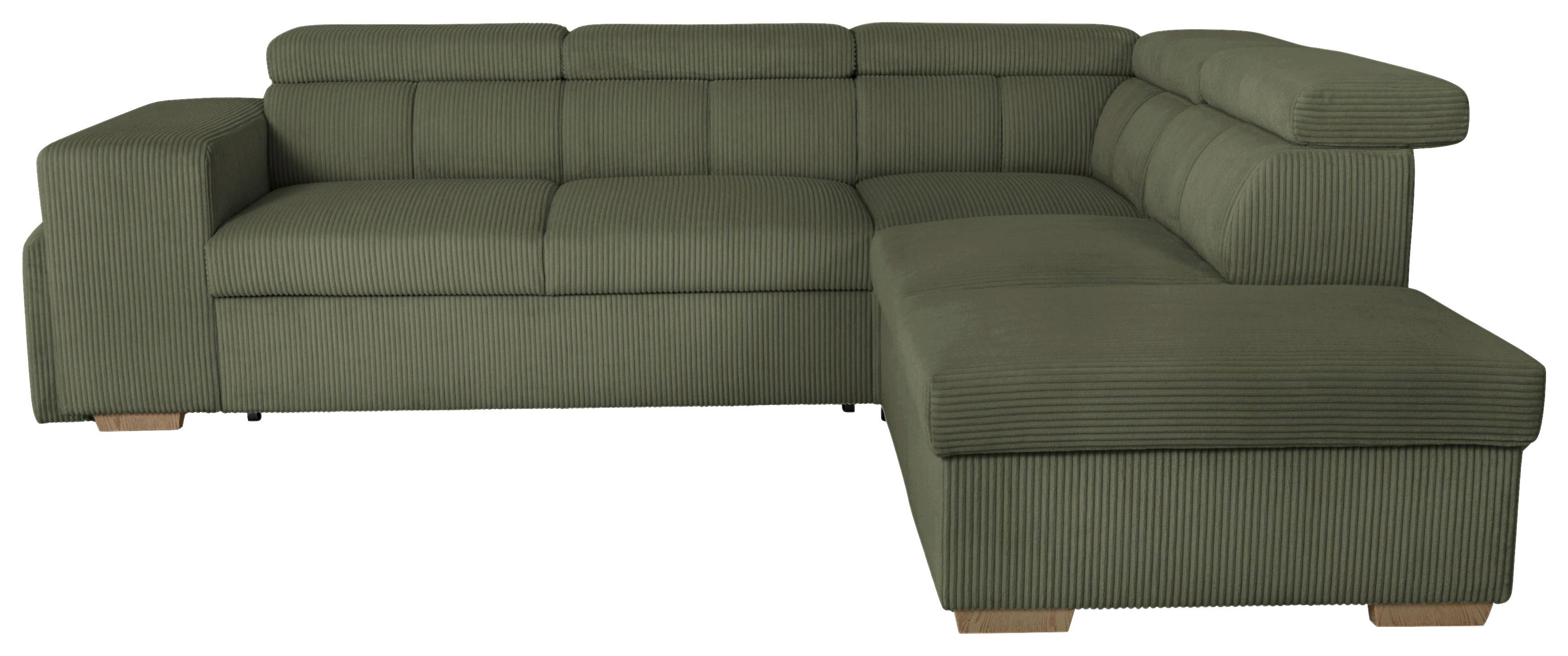 Ecksofa Sirius L olivgrün, 267x218cm - Eichefarben/Olivgrün, KONVENTIONELL, Holz/Holzwerkstoff (267/218cm)