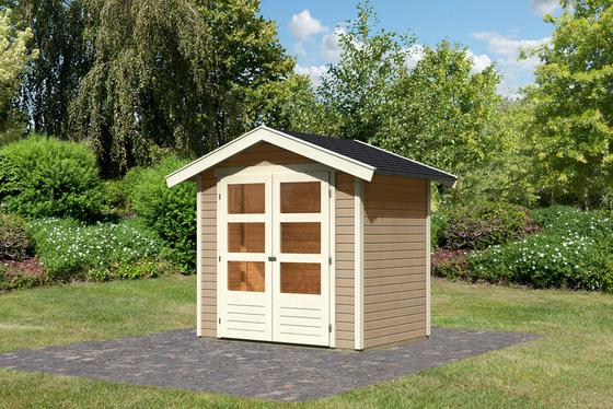 Kleines Gartenhäuschen in Fichte mit Doppeltür Gartenhaus mit Satteldach