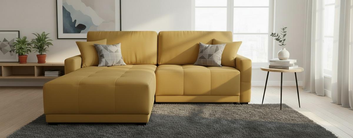 Ecksofa Mount Gelb S: 237x186 cm - Gelb, Design, Textil (237/186cm) - MID.YOU