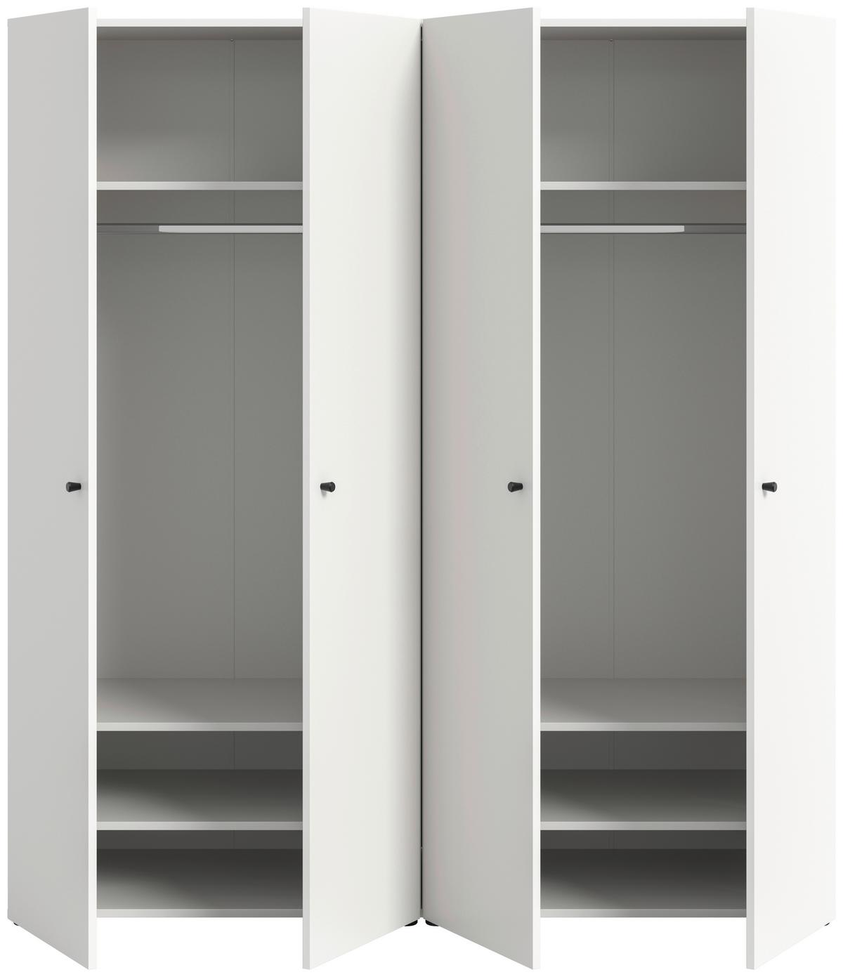 Drehtürenschrank Darwin, Weiß B: 160 Cm - Weiß, MODERN, Holzwerkstoff (160/176/51cm) - MID.YOU