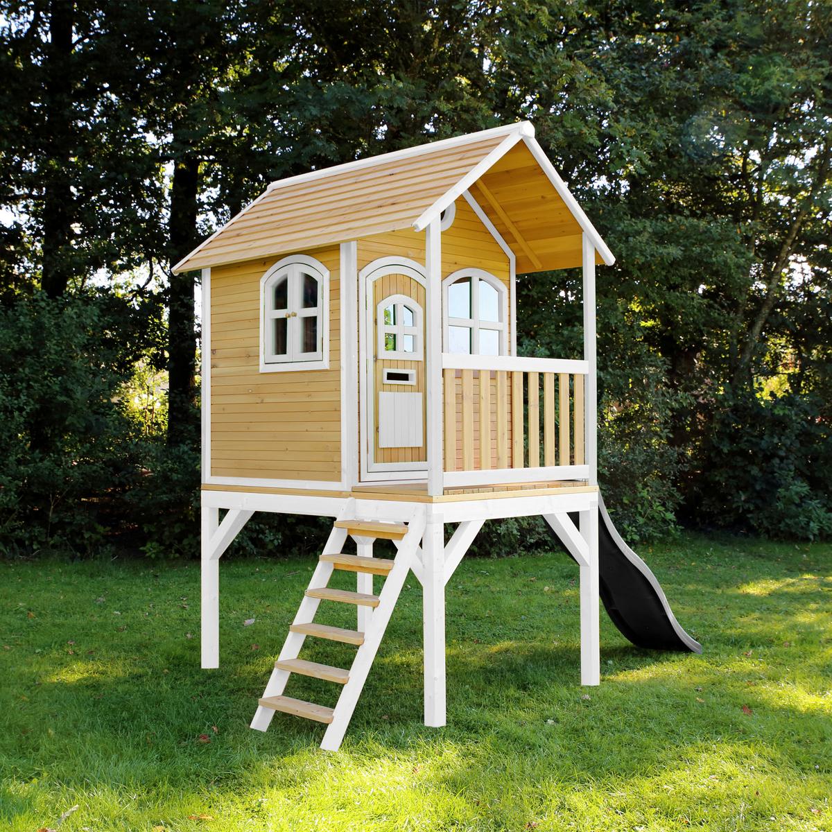 Spielhaus A030.037.81 - Hellgrün/Braun, KONVENTIONELL, Holz (318/272/191cm) - Ambia Garden