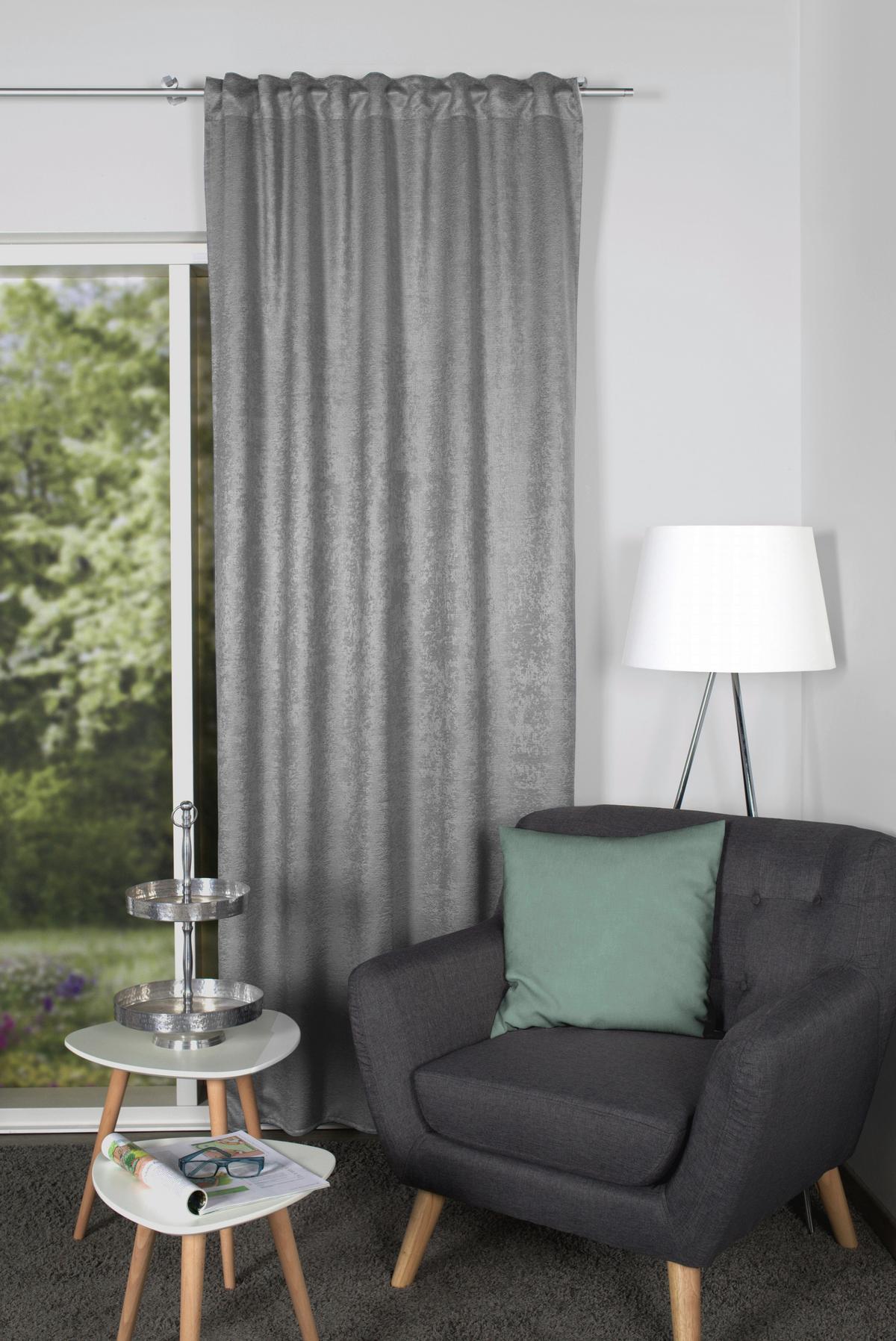 Fertigvorhang Silkio - Grau, Basics, Textil (135/245cm)