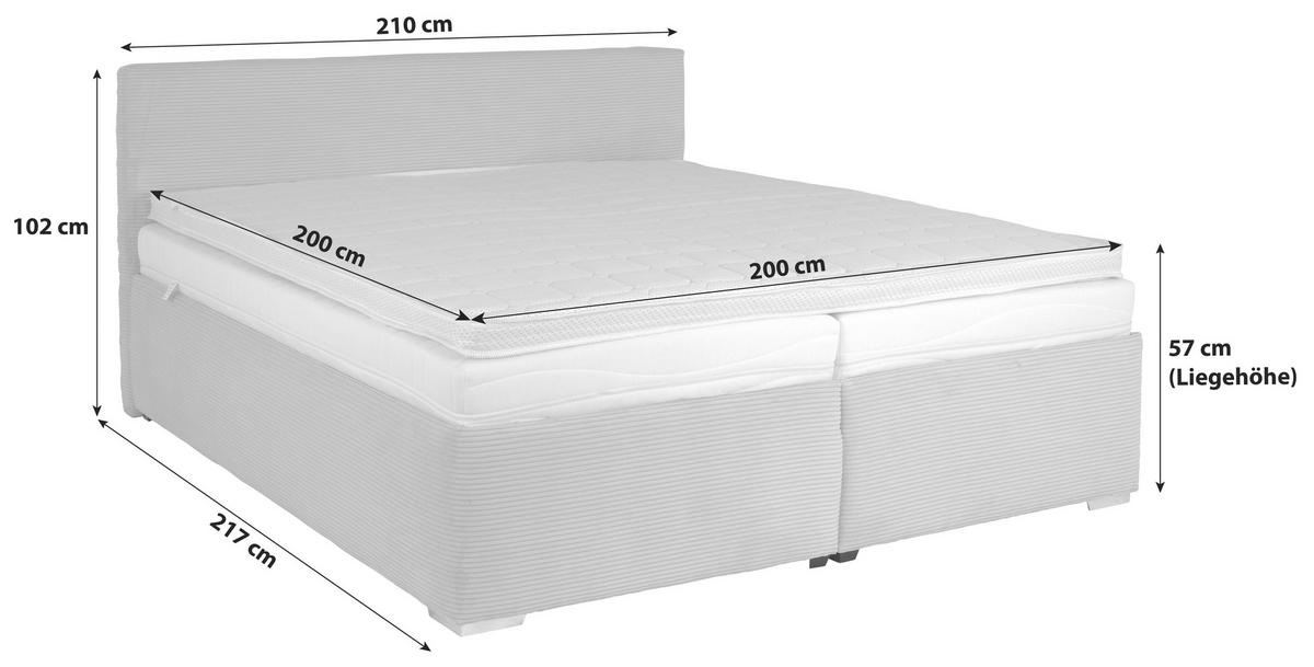 Polsterbett mit Matratze 200x200 Lesia Creme - Chromfarben/Creme, MODERN, Holz/Holzwerkstoff (200/200cm)