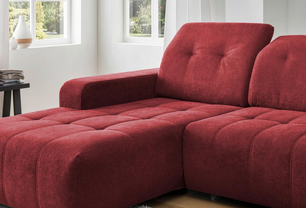 Ecksofa Vicari Rot S: 292x185 Cm - Rot/Schwarz, MODERN, Textil (292/185cm) - Livetastic