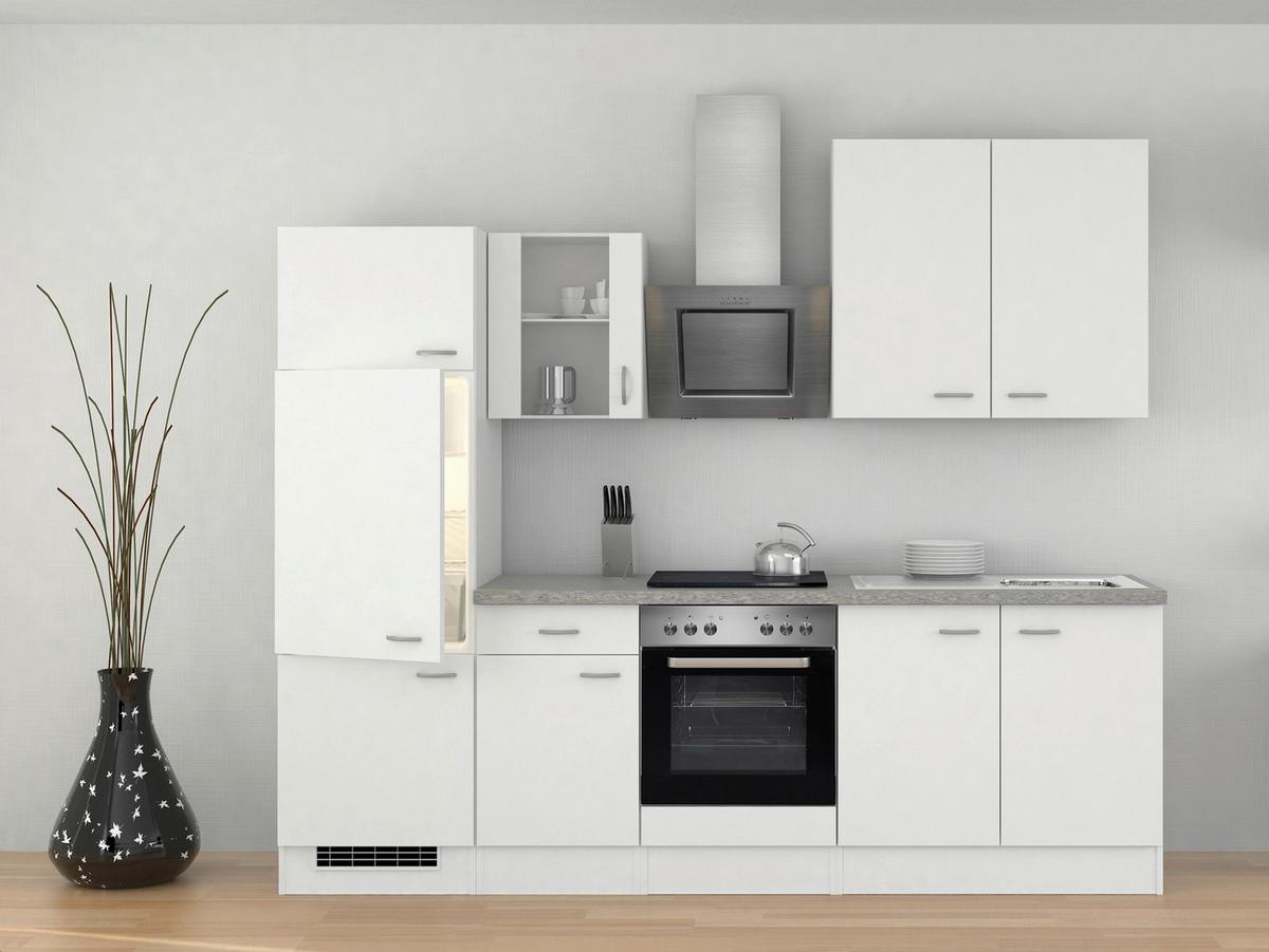 Küchenzeile Wito M. Geräten 270 Cm Grau/weiß Modern - Hellgrau/Weiß, MODERN, Glas/Holzwerkstoff (270cm) - FlexWell