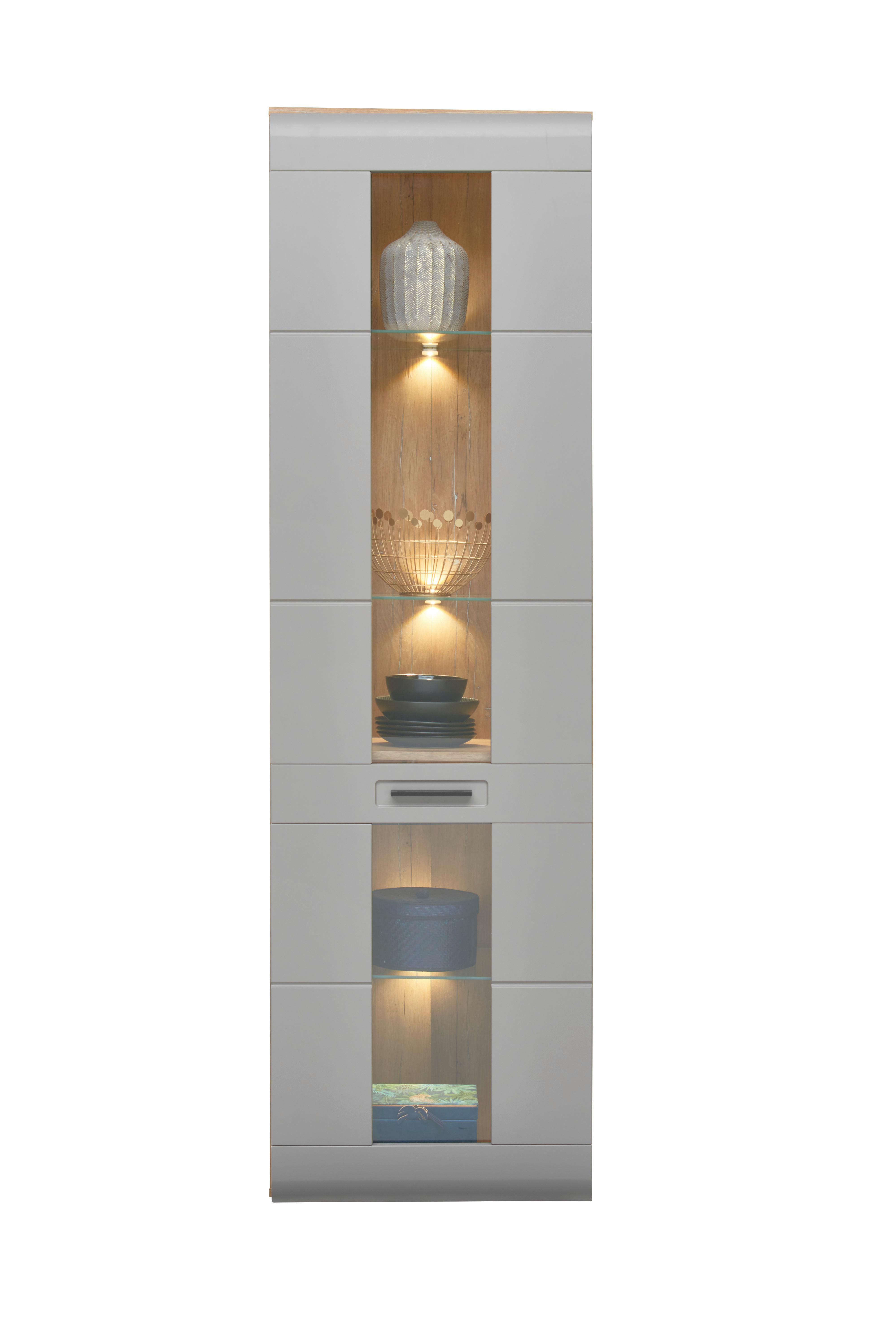 Vitrine Auris B: 60 cm Eiche/Basalt - Grau, MODERN, Glas/Holzwerkstoff (60/204,2/37,1cm) - Luca Bessoni