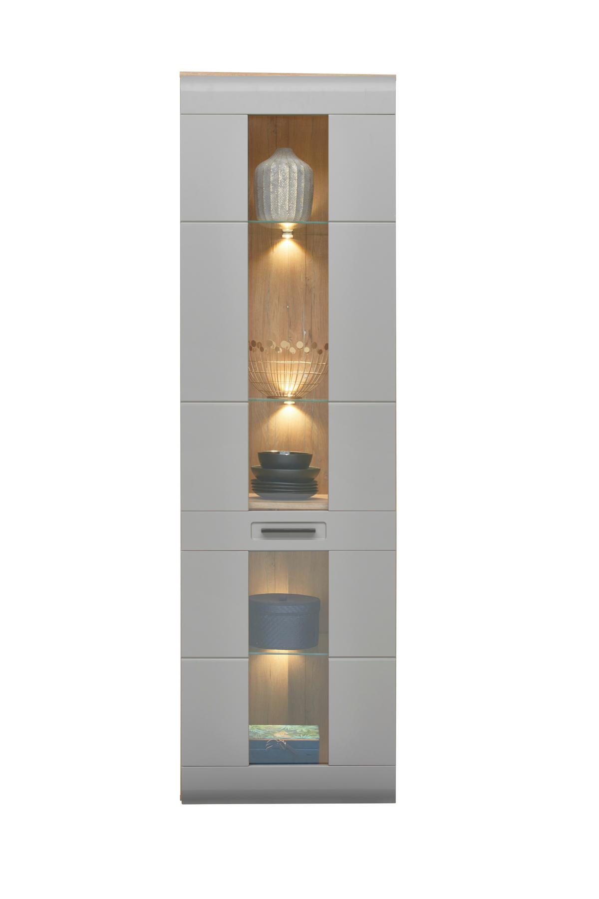 Vitrine Auris B: 60 cm Eiche/Basalt - Grau, MODERN, Glas/Holzwerkstoff (60/204,2/37,1cm) - Luca Bessoni