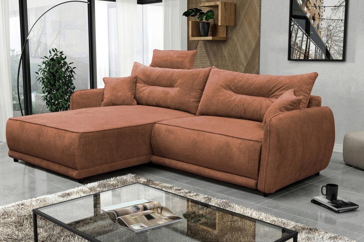 Ecksofa Fresh Rostfarben 195x264 cm - Rostfarben/Beige, Design, Textil (195/264cm) - MID.YOU