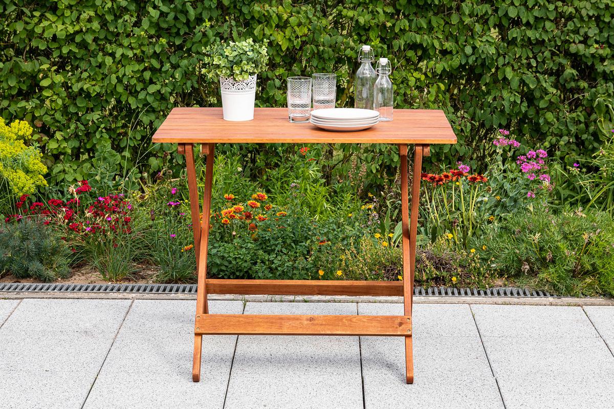 Gartentisch Klappbar Eukalyptusholz Natur - Naturfarben, KONVENTIONELL, Holz (90/72/60cm) - Gardenson