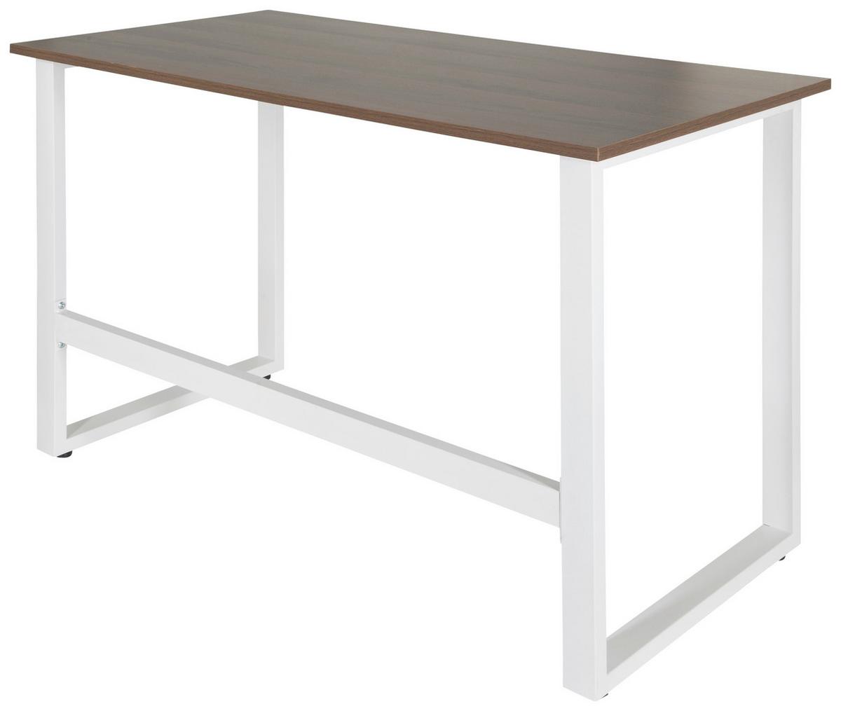 Schreibtisch Workspace Light I Weiß/Walnus Dekor - Walnussfarben/Weiß, Basics, Holzwerkstoff/Metall (120/60/76cm) - MID.YOU