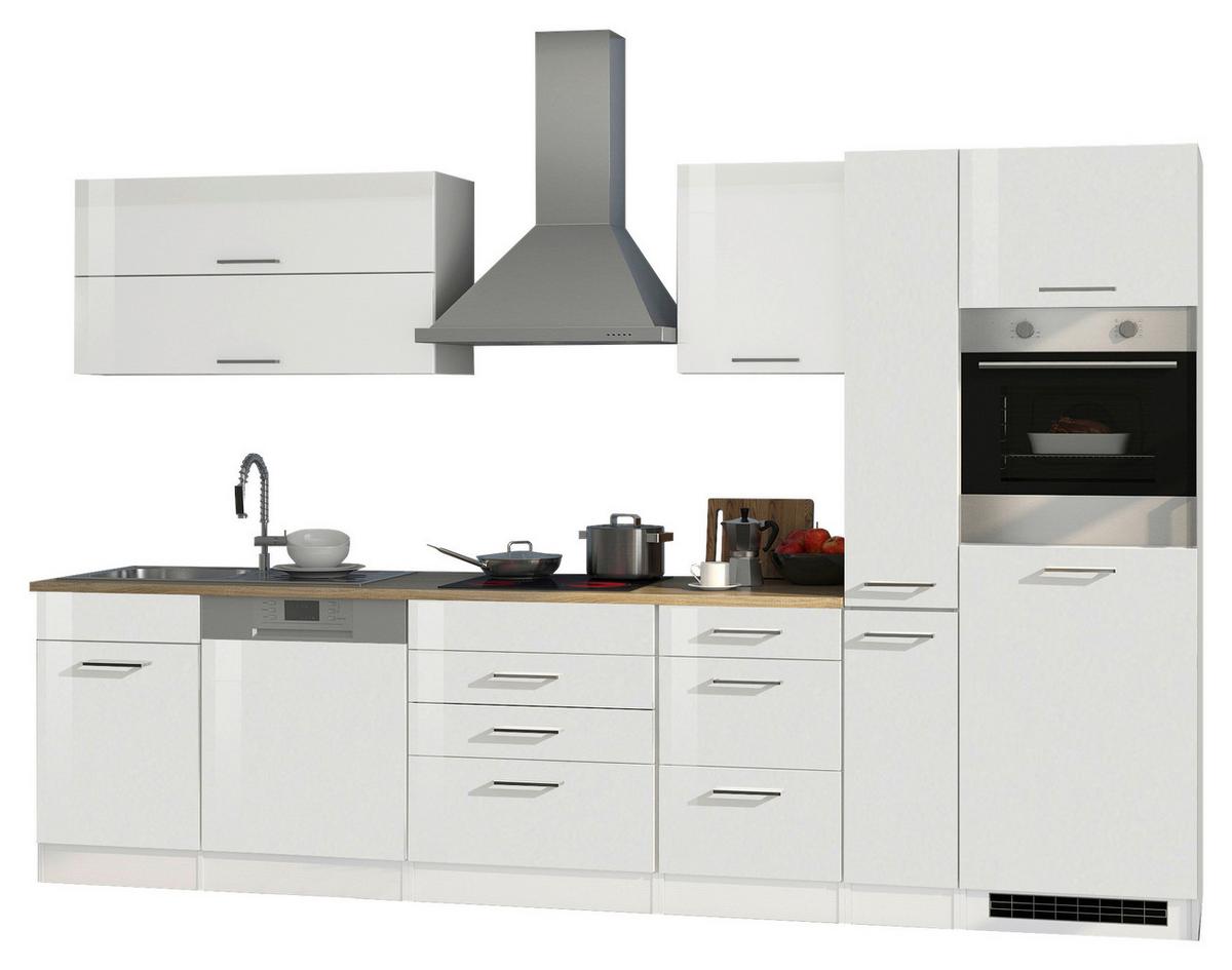 Küchenblock Mailand Weiß B: 330 cm - Weiß Hochglanz/Weiß, MODERN, Holzwerkstoff (330cm) - Held